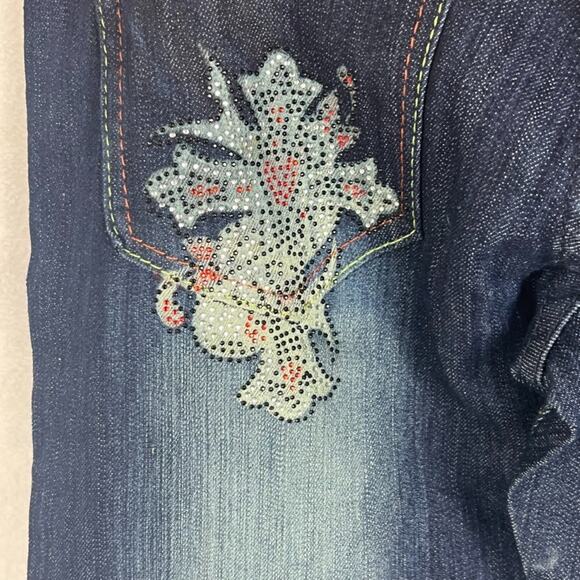 Ed Hardy X Christian Audigier Jeans Womens Size 30 Tattoo You Rhinestone Vintage - Picture 9 of 14